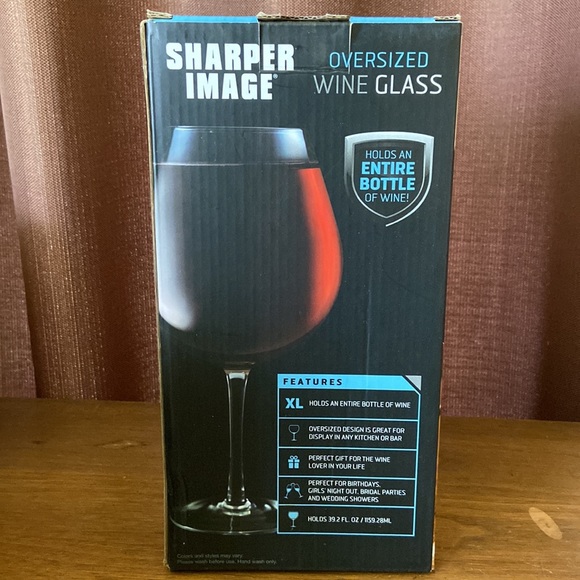 SHARPER IMAGE XL OVERSIZED WINE GLASS HOLDS AN ENTIRE BOTTLE OF WINE NEW - Picture 3 of 9